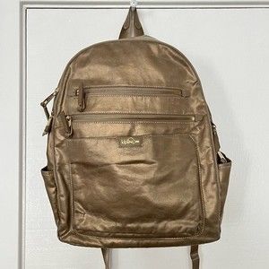 Kipling "Gilded Tina" Gilded Bronze Gold Padded Laptop Backpack